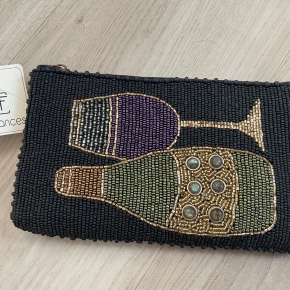 Mary Frances beaded bag with chain, BRAND NEW, Wine glass, bottle, purse clutch - Picture 11 of 12